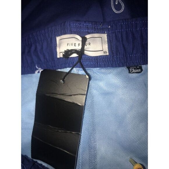 Five Four Hyannis Nautical Print‎ Swim Trunks Pocket Drawstring Sz 33 Blue NWT - Picture 4 of 6